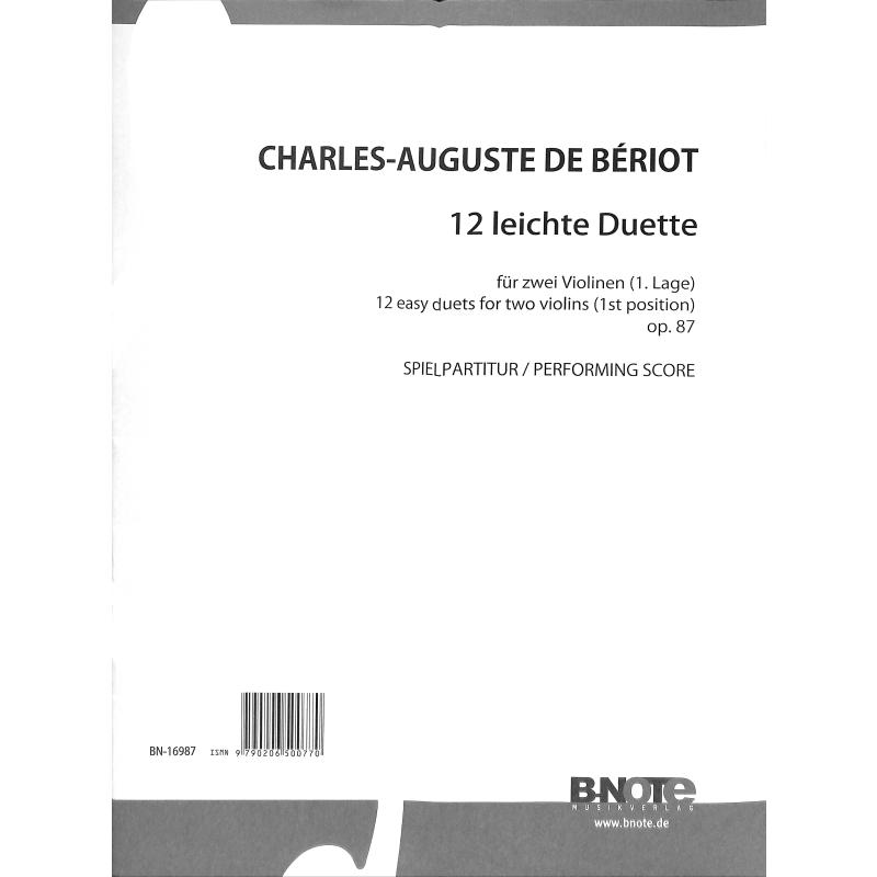 Titelbild für BNOTE -BN16987 - 12 leichte Duette op 87
