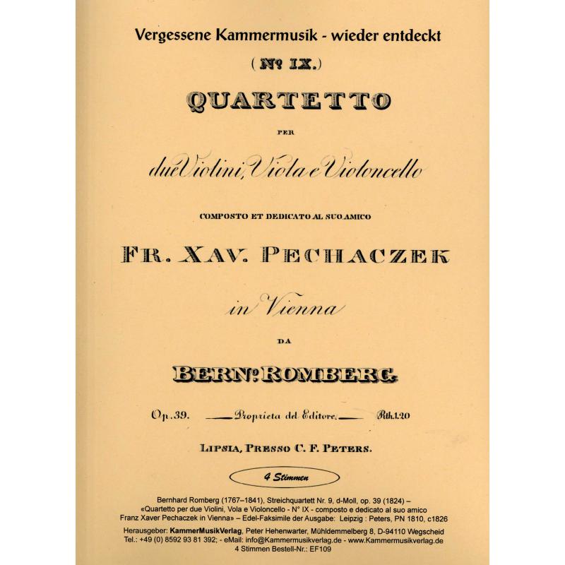 Titelbild für KMV -EF109 - Quartett d-moll op 39