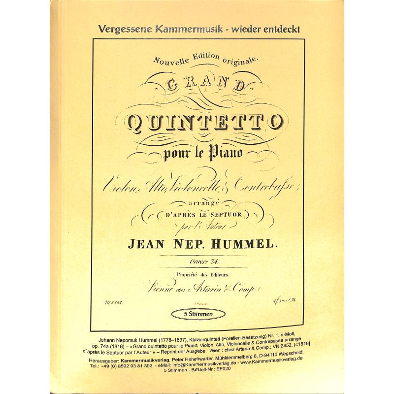 Titelbild für KMV -EF020 - Quintett d-moll op 74a