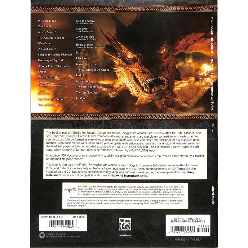 Notenbild für ALF 42594 - THE HOBBIT - THE MOTION PICTURE TRILOGY