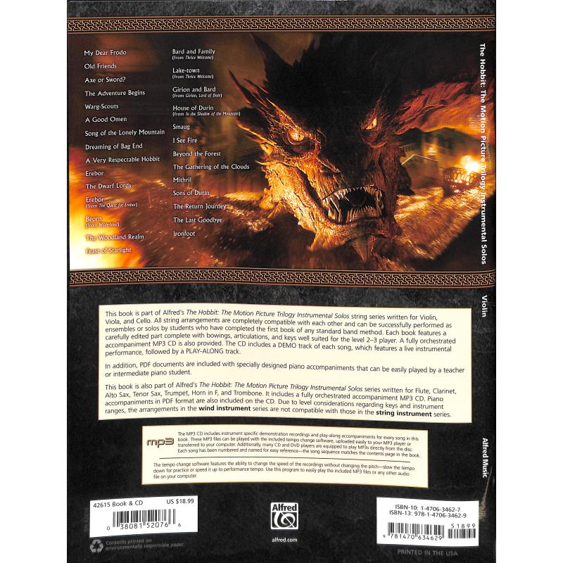 Notenbild für ALF 42615 - THE HOBBIT - THE MOTION PICTURE TRILOGY