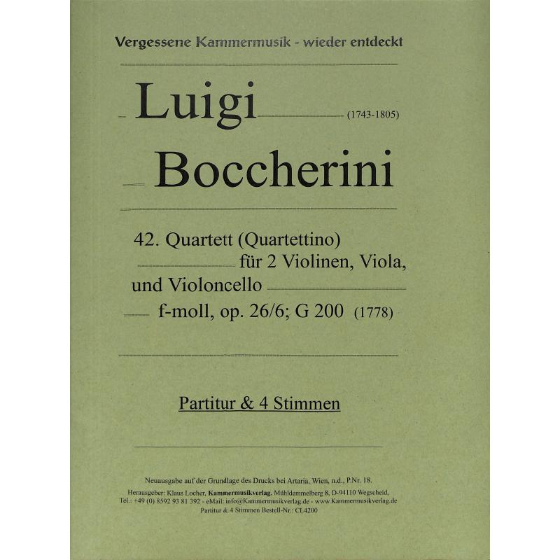 Titelbild für KMV -CL4200 - Quartett 42 f-moll op 26/6 G 200