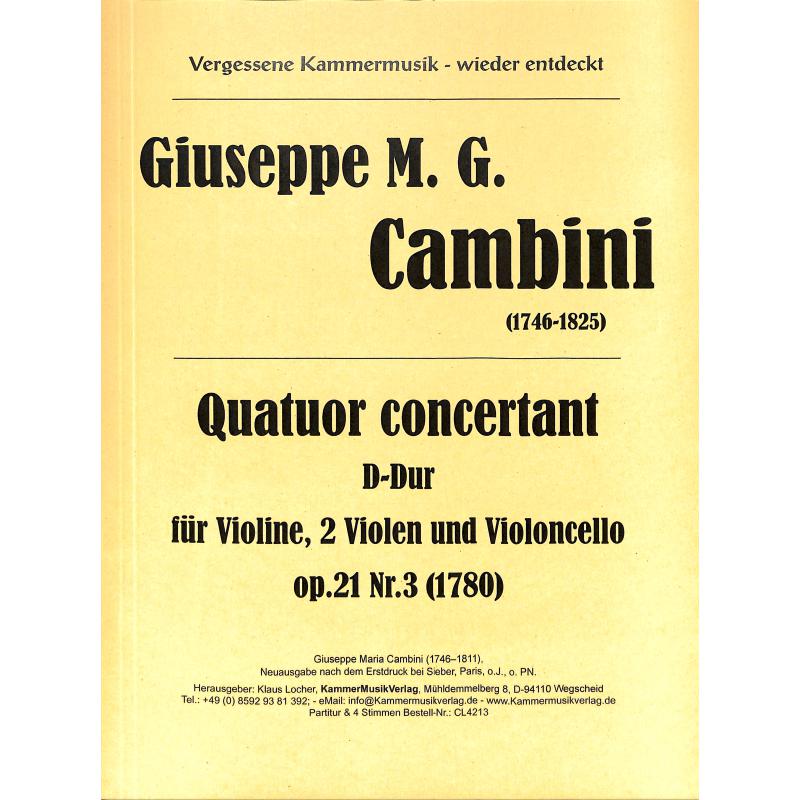 Titelbild für KMV -CL4213 - Quatuor concertant D-Dur op 21/3