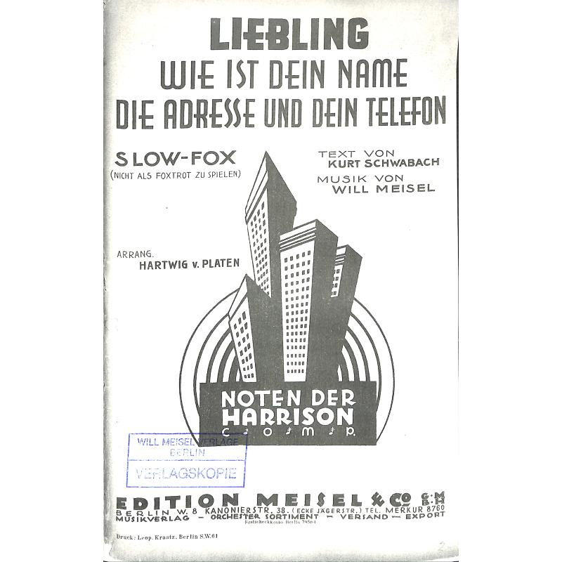 Titelbild für INTRO 1570320 - Liebling wie ist dein Name die Adresse und dein Telefon