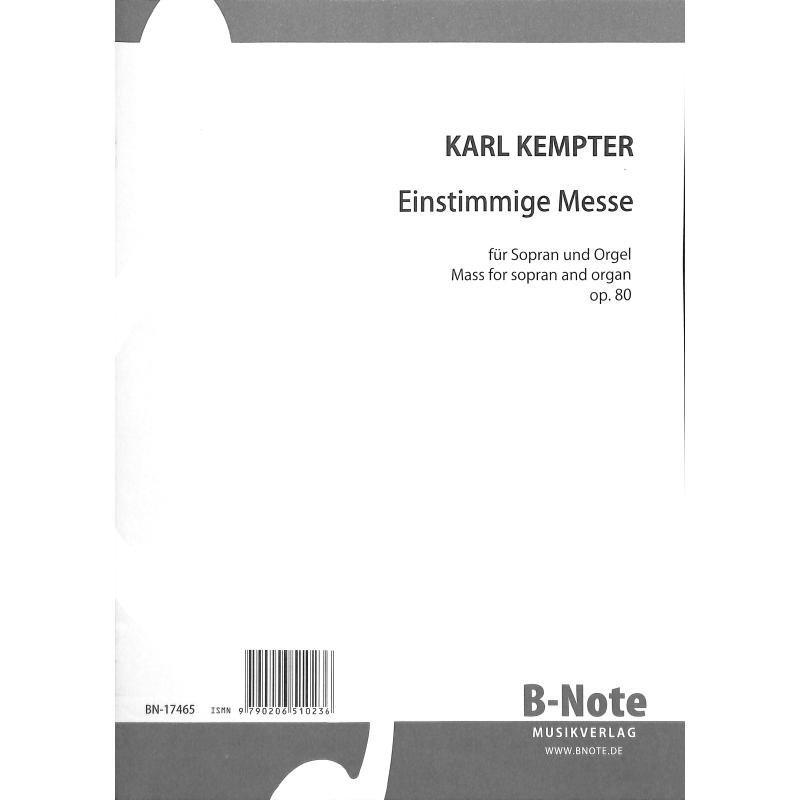 Titelbild für BNOTE -BN17465 - Einstimmige Messe G-Dur op 80