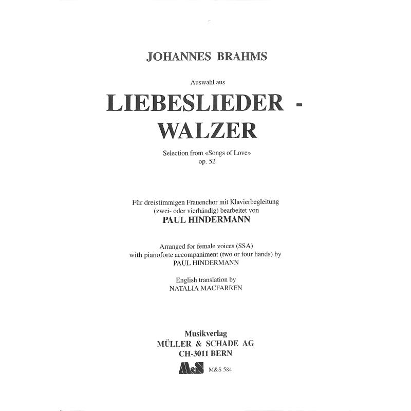 Titelbild für SCHADE 584 - Liebesliederwalzer op 52