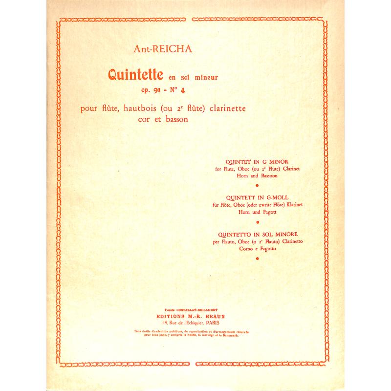 Titelbild für BILL 19267 - Quintett g-moll op 91/4