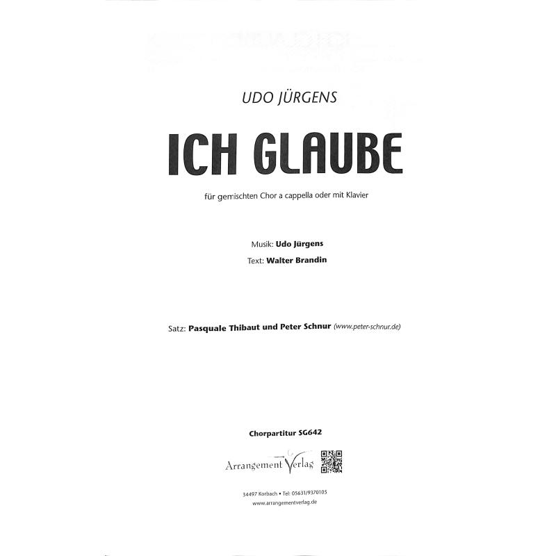 Titelbild für ARRANG -SG642 - Ich glaube