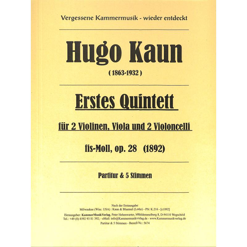 Titelbild für KMV 5674 - Quintett fis-moll op 28
