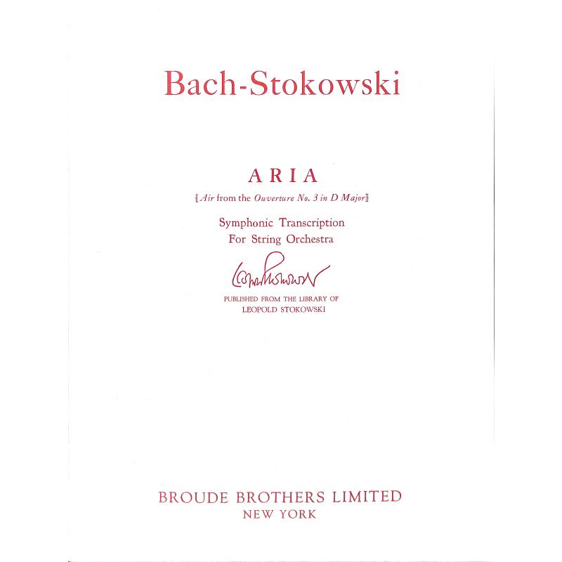 Titelbild für BROUDE -BB431-P - Aria (Orchestersuite 3 D-Dur BWV 1068)
