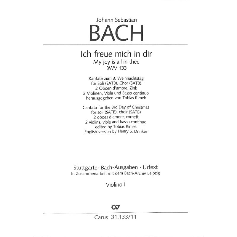 Titelbild für CARUS 31133-11 - Kantate 133 ich freue mich in dir BWV 133