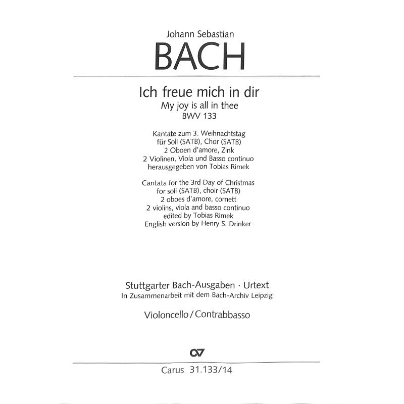 Titelbild für CARUS 31133-14 - Kantate 133 ich freue mich in dir BWV 133