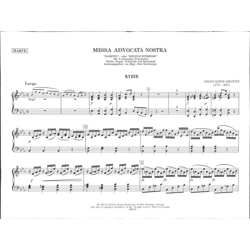 Titelbild für BRAND -BMS03HFE - Missa advocata nostra - Harfenmesse
