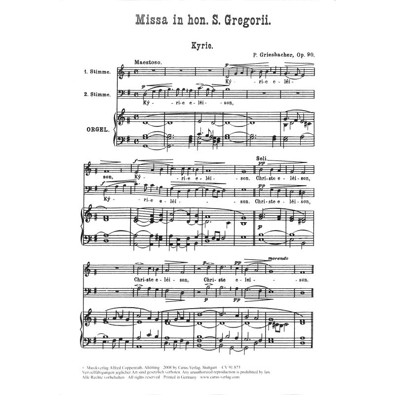 Titelbild für CARUS 91873-00 - Missa in honorem S Gregorii op 90