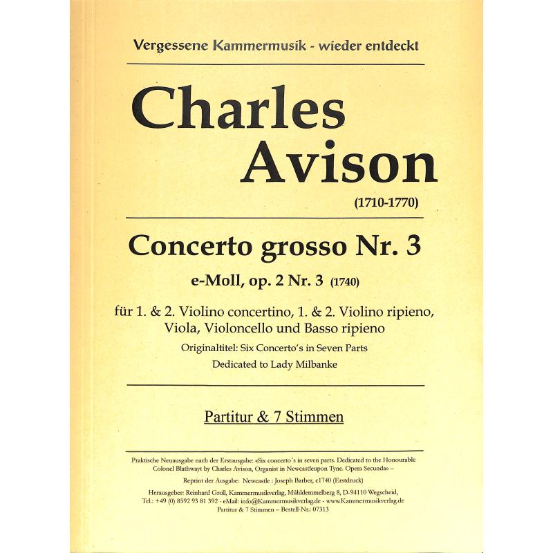 Titelbild für KMV 7313 - Concerto grosso 3 e-moll op 2/3