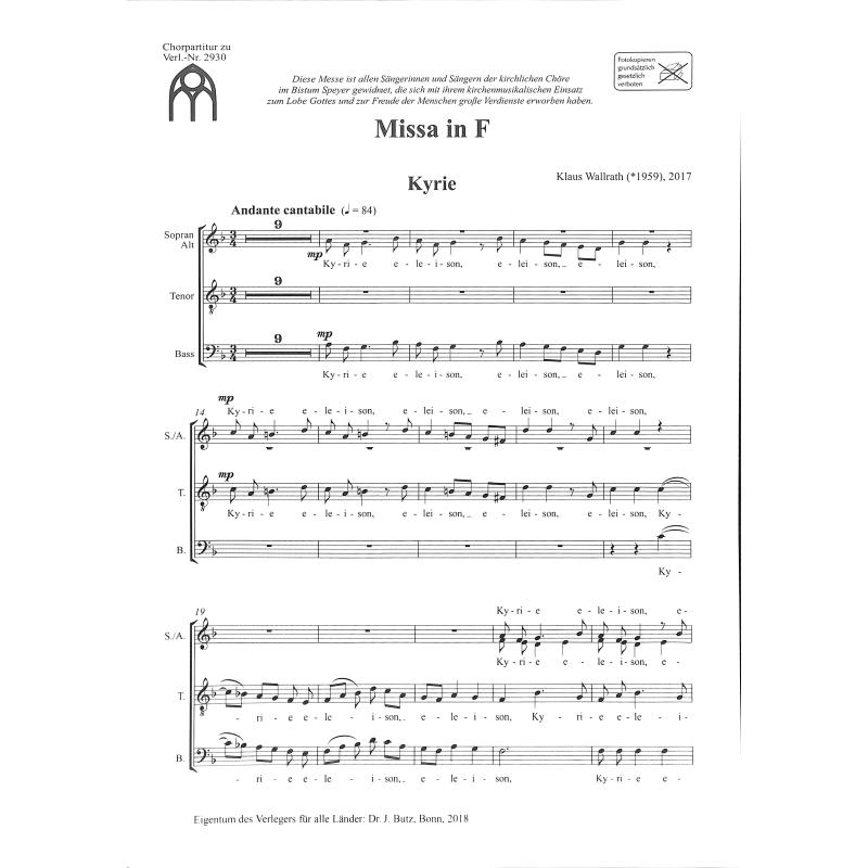 Titelbild für BUTZ 2930B-CHP - Missa in F