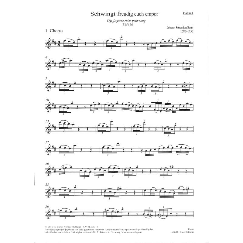 Titelbild für CARUS 31036-11 - Kantate 36 Schwingt freudig euch empor BWV 36