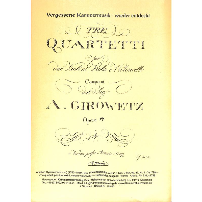 Titelbild für KMV -F4596 - 3 Quartette op 47