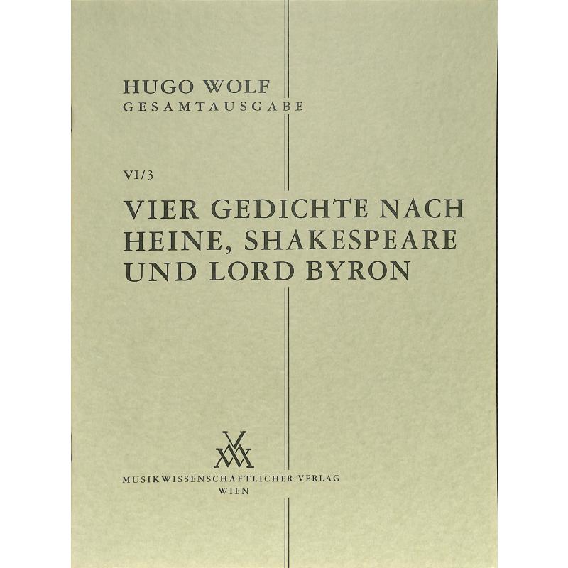 Titelbild für MWV -W6-3 - 4 Gedichte nach Heine Shakespeare und Lord Byron
