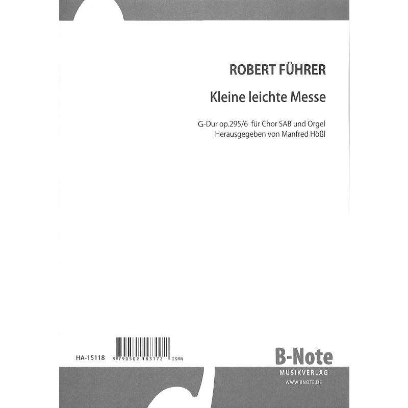 Titelbild für BNOTE -BN15118 - Kleine leichte Messe G-Dur op 295/6