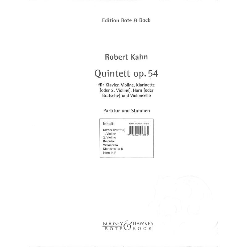 Titelbild für BOTE 1818 - Quintett op 54