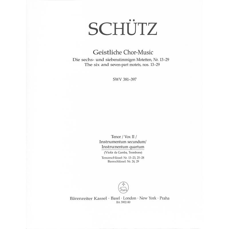 Titelbild für BA 5902-80 - Geistliche Chormusik SWV 381-397