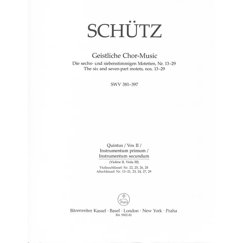 Titelbild für BA 5902-81 - Geistliche Chormusik SWV 381-397