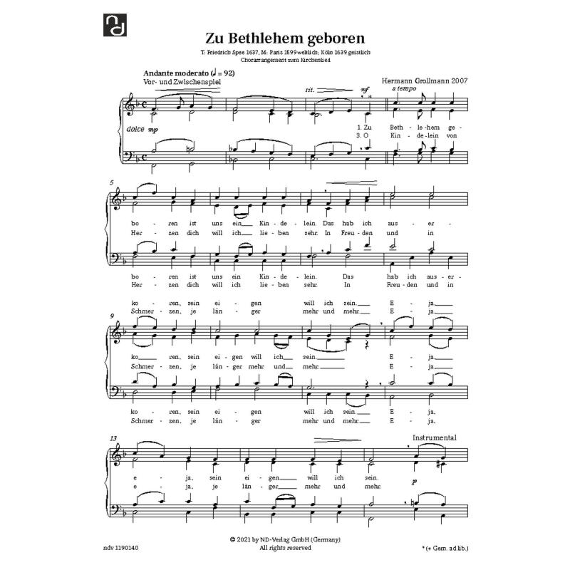 Titelbild für NDV 1190140 - Zu Bethlehem geboren