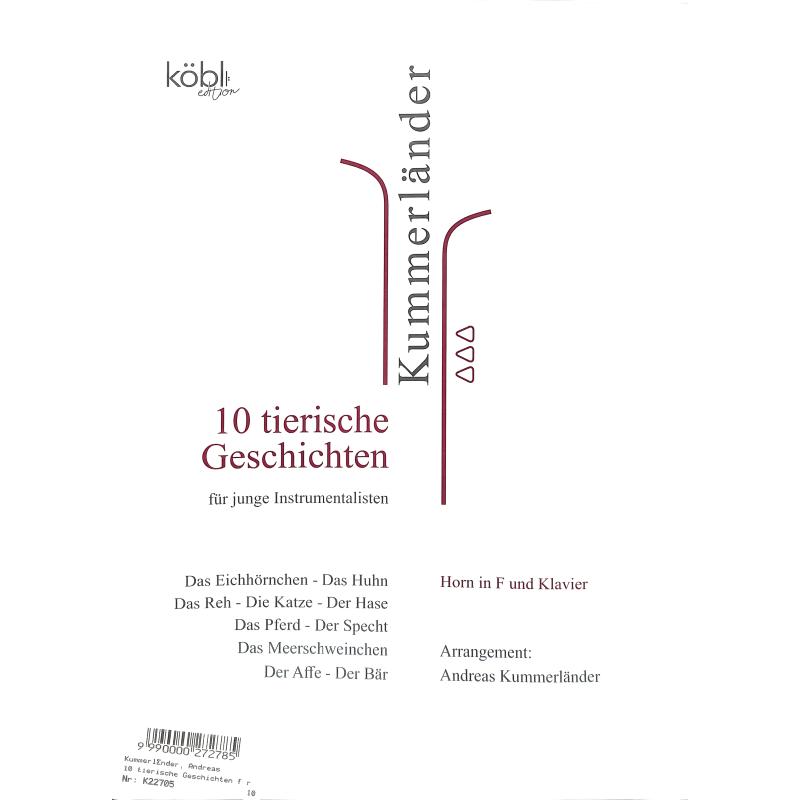Titelbild für KOEBL -K22705 - 10 tierische Geschichten für junge Instrumentalisten