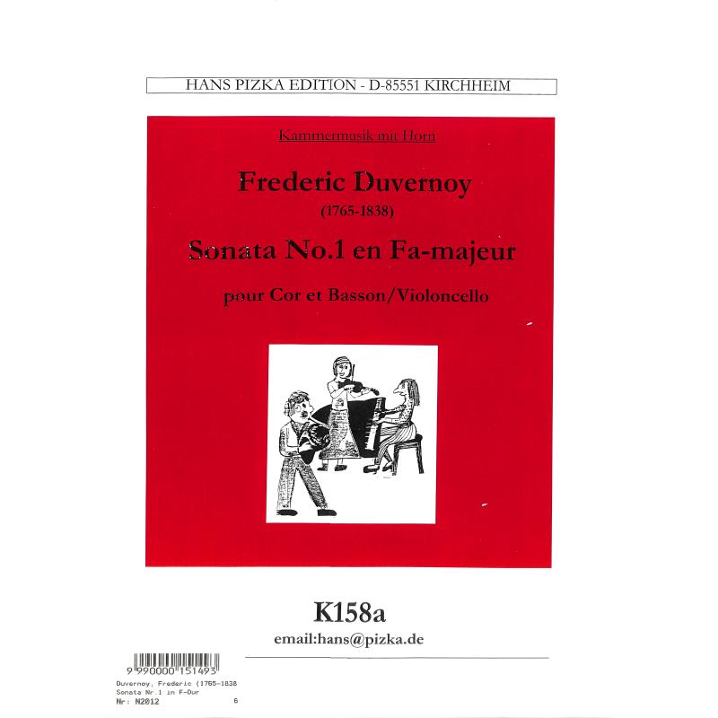 Titelbild für PIZKA -K158A - Sonate 1 F-Dur