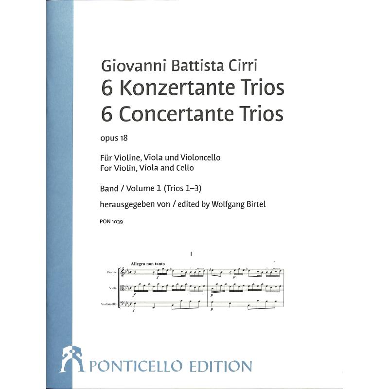 Titelbild für PONTICELLO 1039 - 6 Konzertante Trios op 18/1