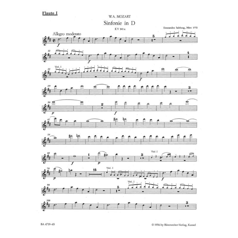 Titelbild für BA 4719-65 - Sinfonie D-Dur KV 141a