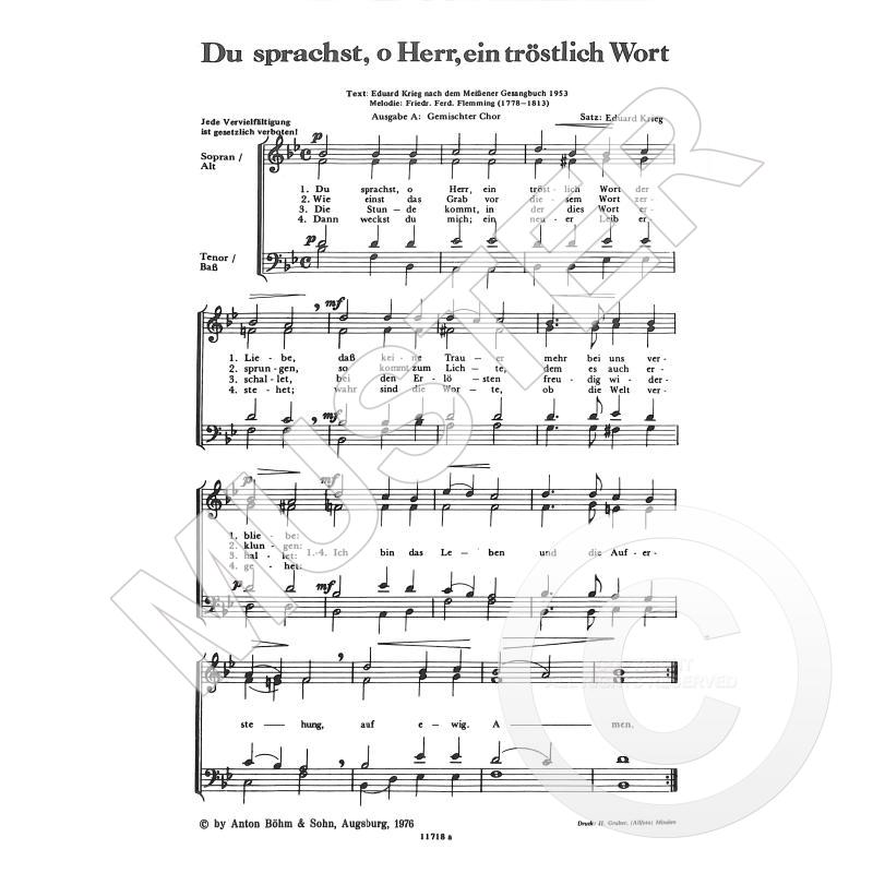 Titelbild für BOEHM 11718A-03 - Du sprachst o Herr ein tröstlich Wort