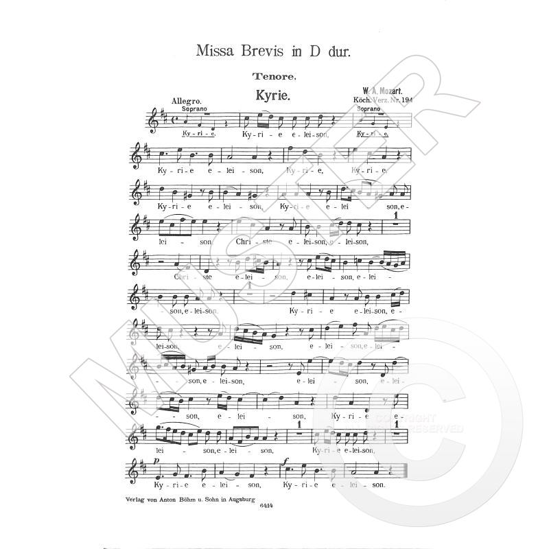 Titelbild für BOEHM 6414-T - Missa brevis D-Dur KV 194 (186h)