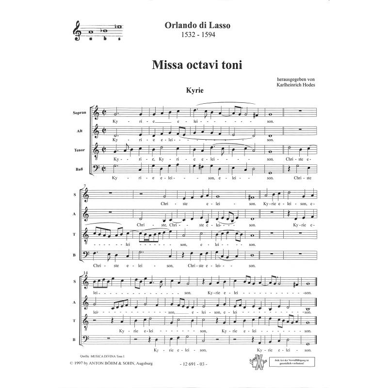 Titelbild für BOEHM 12691-03 - Missa octavi toni