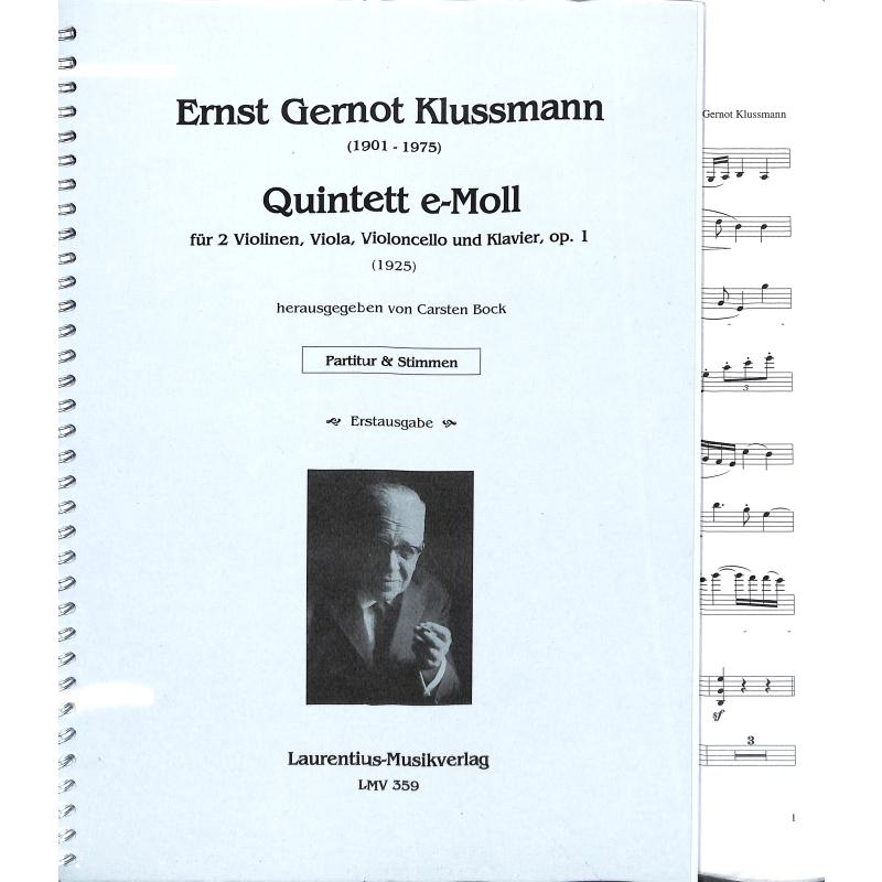 Titelbild für LMV 359 - Quintett e-moll op 1