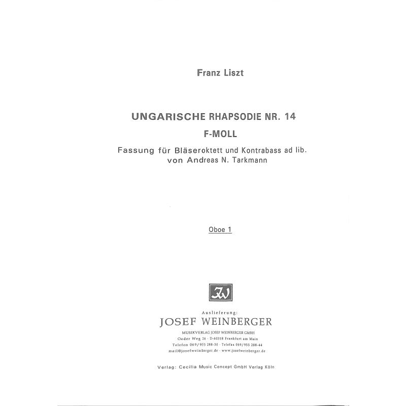 Titelbild für WEINB 20-16 - Ungarische Rhapsodie 14 f-moll