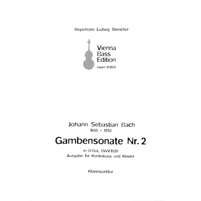 Titelbild für MAYER 151101 - Gambensonate 2 D-Dur BWV 1028