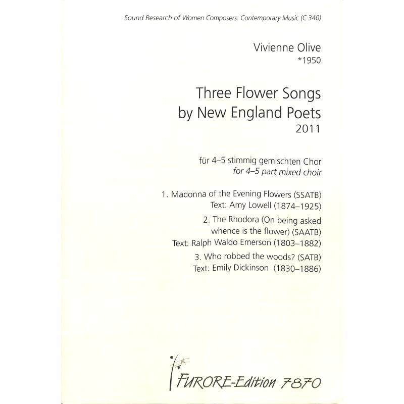 Titelbild für FUE 7870 - 3 Flower songs by New England Poets 2011