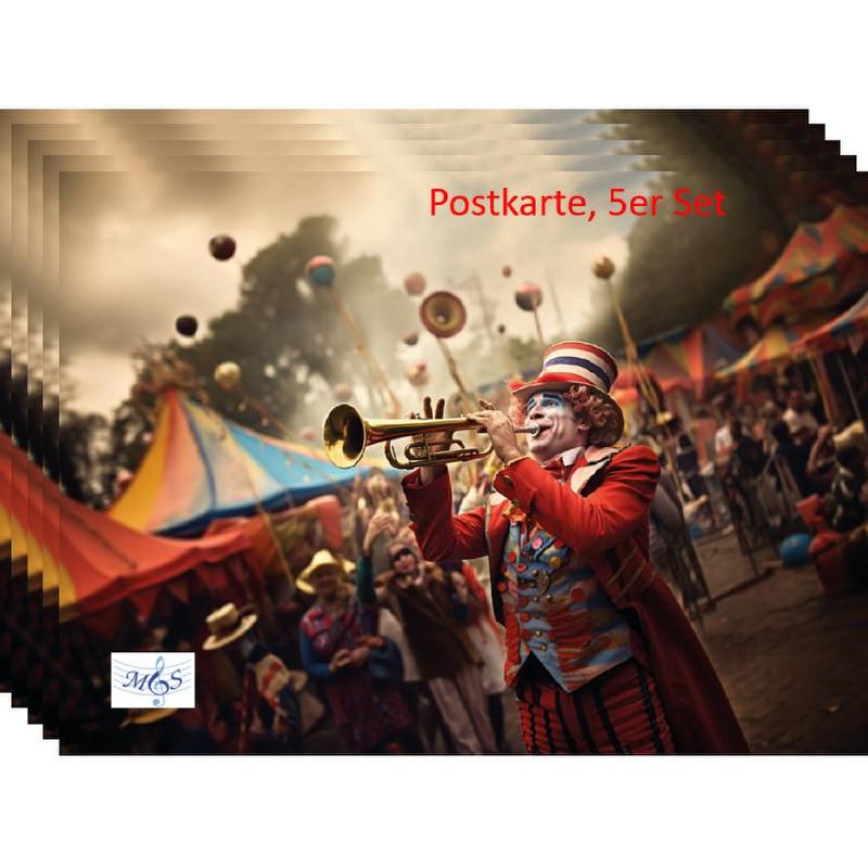 Titelbild für MGS PC0001-5 - Clown with Trumpet -  Postkarte, 5er Set