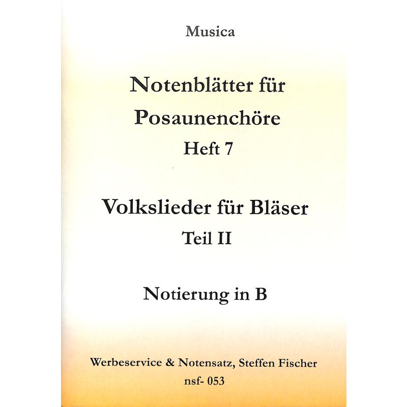 Titelbild für FMB -NSF053 - Volkslieder für Bläser 2 | Notenblätter für Posaunenchöre 6