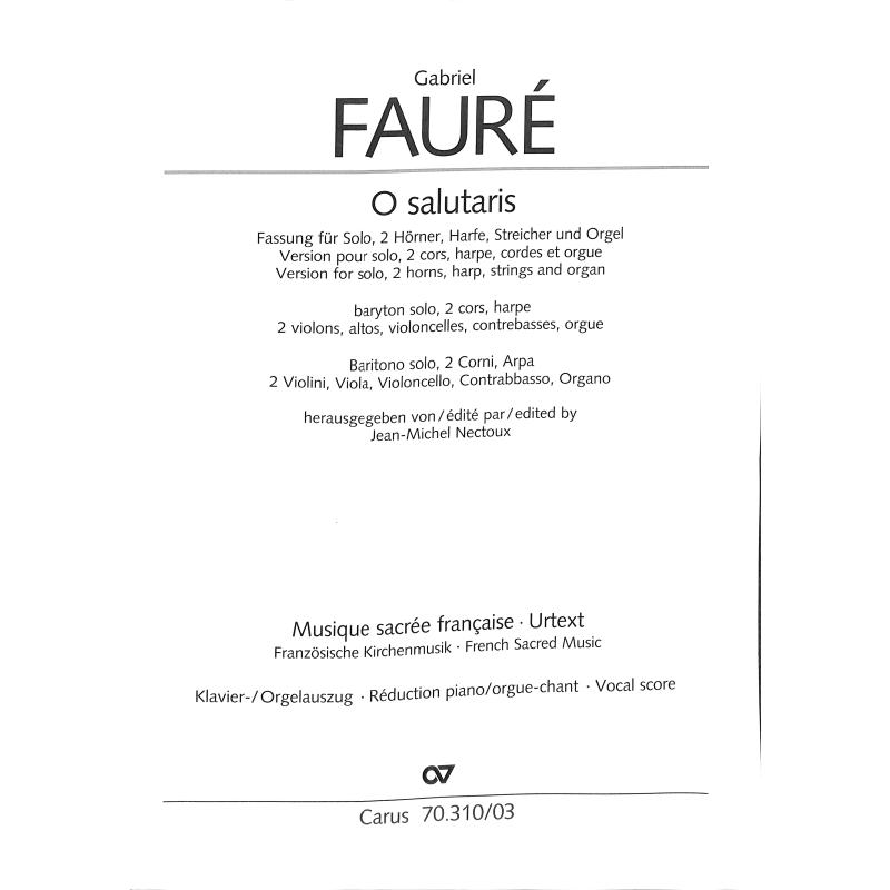 Titelbild für CARUS 70310-03 - O salutaris op 47/1