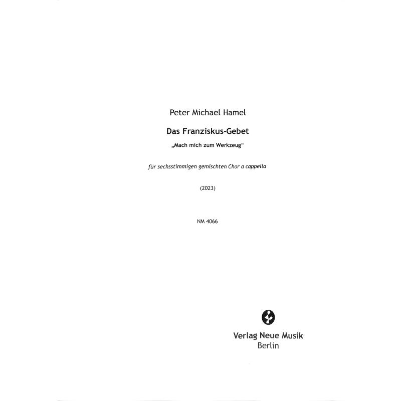Titelbild für NM 4066 - Das Franziskus Gebet